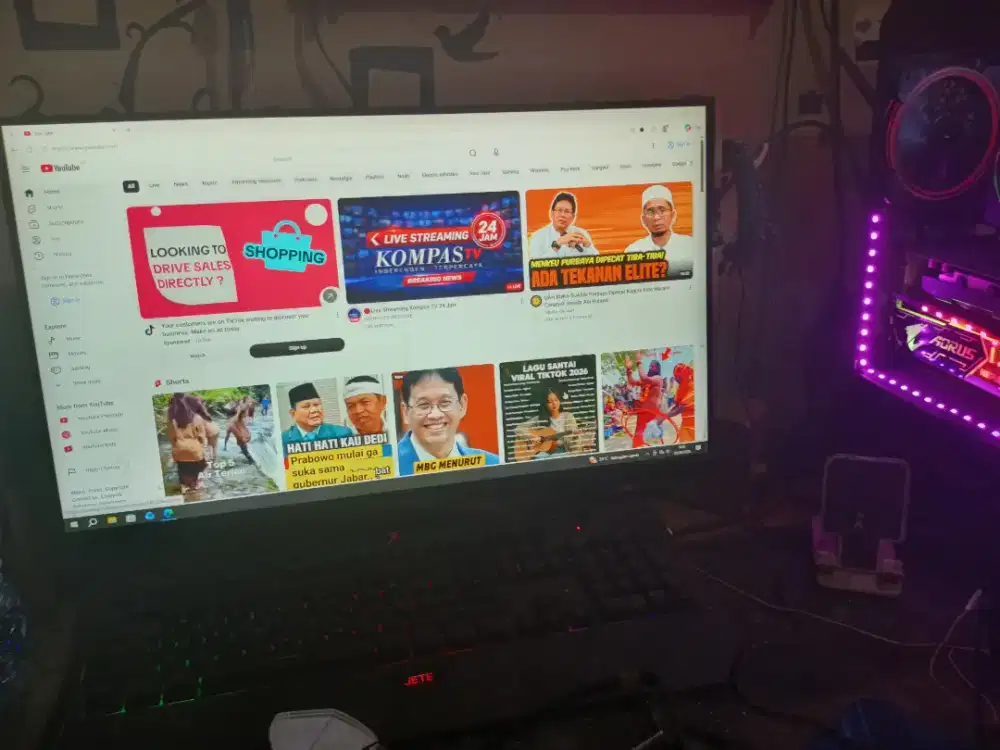 1 SET LENGKAP PC PROCCESOR RYZEN 7 RAM 16GB DDR4 + MONITOR 180HZ
