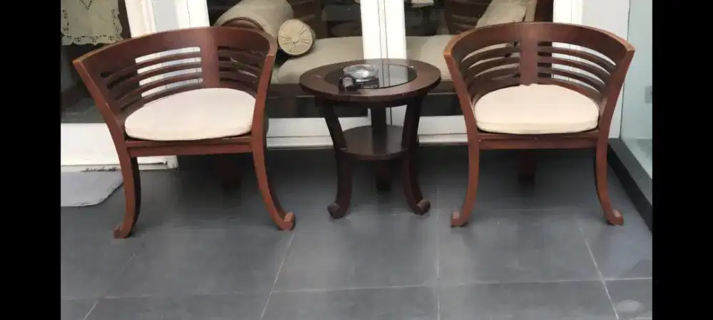 bangku meja set. kayu asli solid.