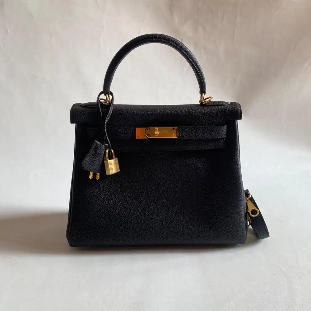 Preloved Kelly 28 Black Togo Ghw Authentic
