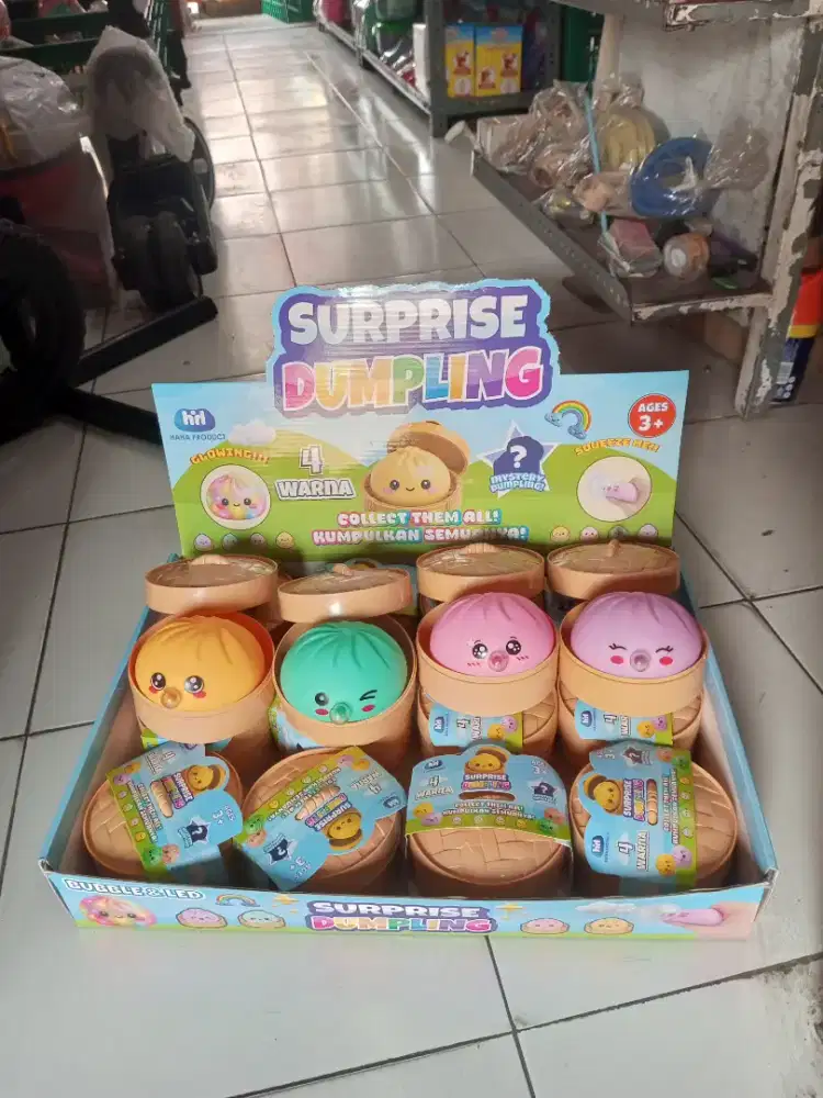 Mainan anak squishy dumpling lampu bubble