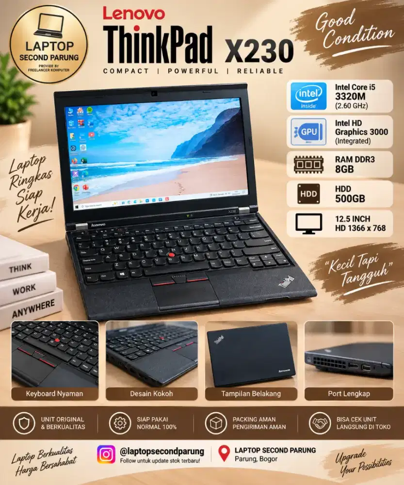 LENOVO THINKPAD X230 - I5 3320M - 8GB / 128 / 320GB