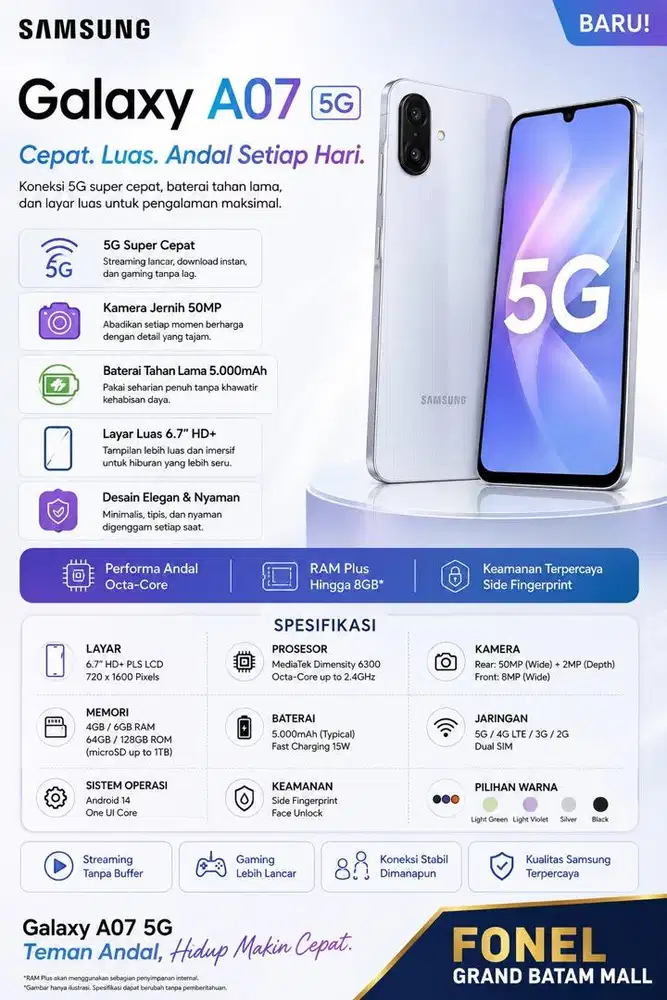 SAMSUNG A07 5G 6/128GB