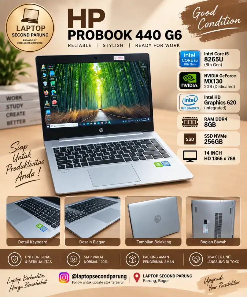 HP.PROBOOK 440 G6 - I5 8265U - NVIDIA MX130 - 8GB - NVME 256GB