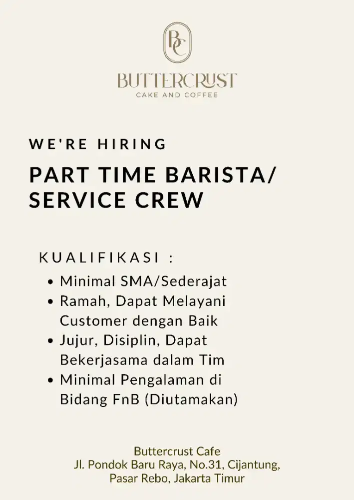 Part Time Barista / Crew