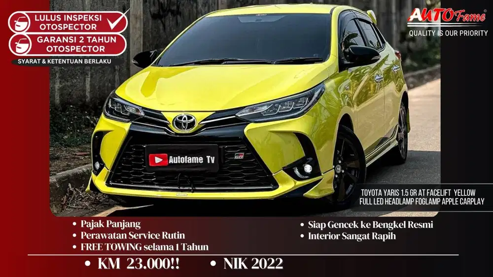 KM23RB Toyota Yaris 1.5 GR AT Facelift NIK 2022 Akhir Yellow On Black