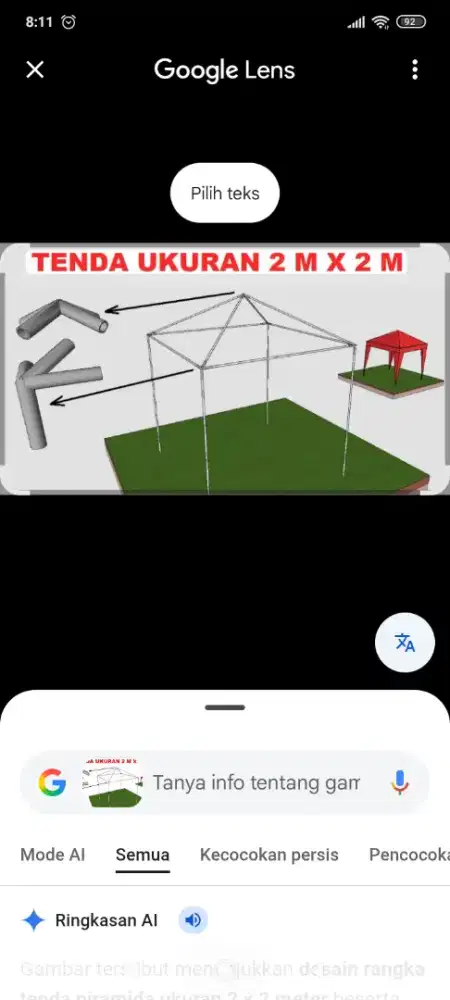 Tenda Rangka Besi tanpa sarung