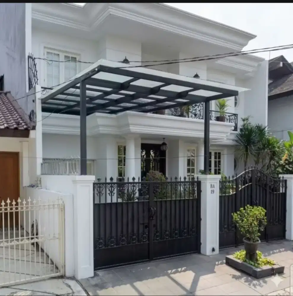 Kanopi Kaca Tempered Rangka Hollow Galvanis Harga Permeter