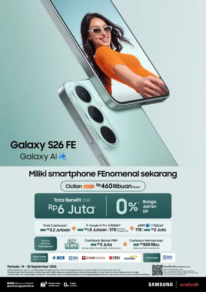 Samsung S26FE free upgrade memori 128gb menjadi 256gb
