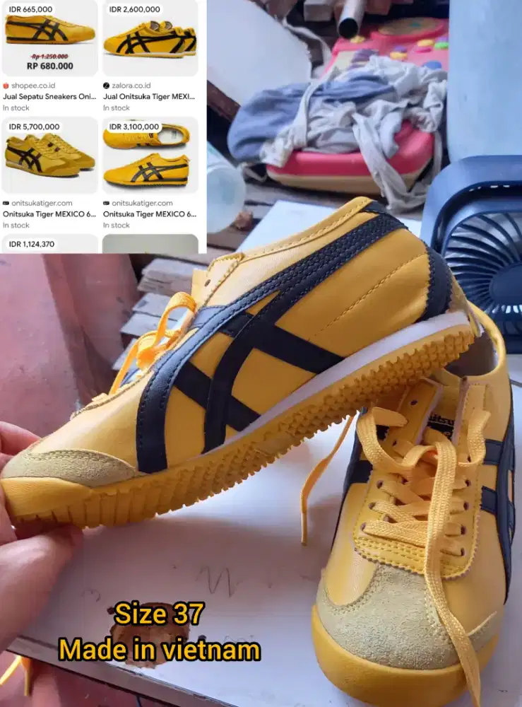 Sepatu onits yellow Tiger size 37 made in Vietnam