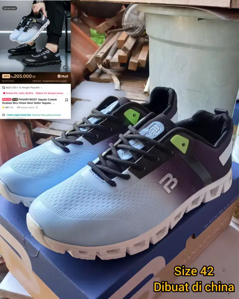 Sepatu Panarybody size 42 blue gradasi