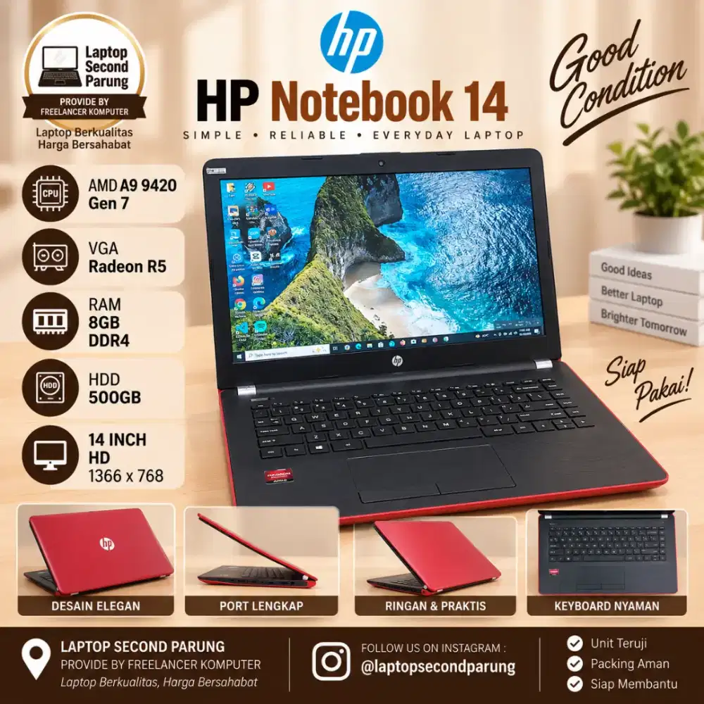 HP NOTEBOOK 14 - AMD A9 9420 - VGA R5 - 8 / 500GB