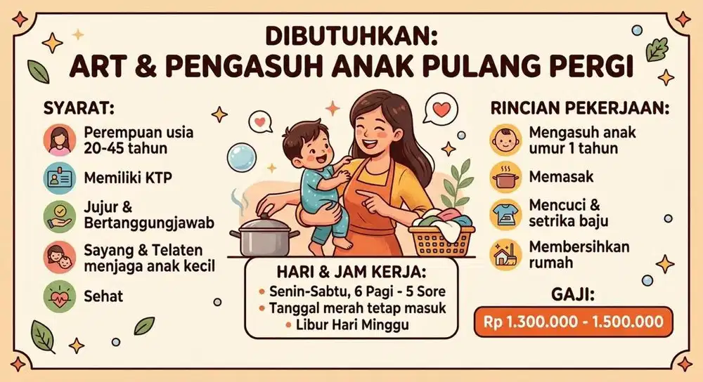 ART dan PENGASUH ANAK PULANG PERGI