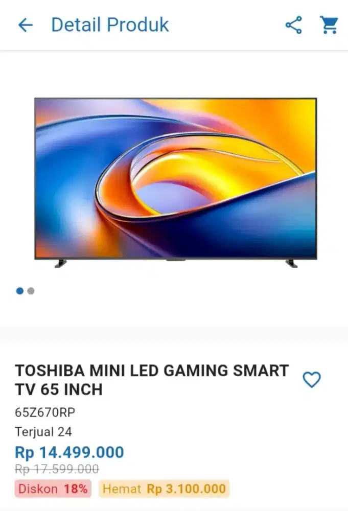 CICILAN TOSHIBA MINI LED GAMING SMART TV 65 INCH