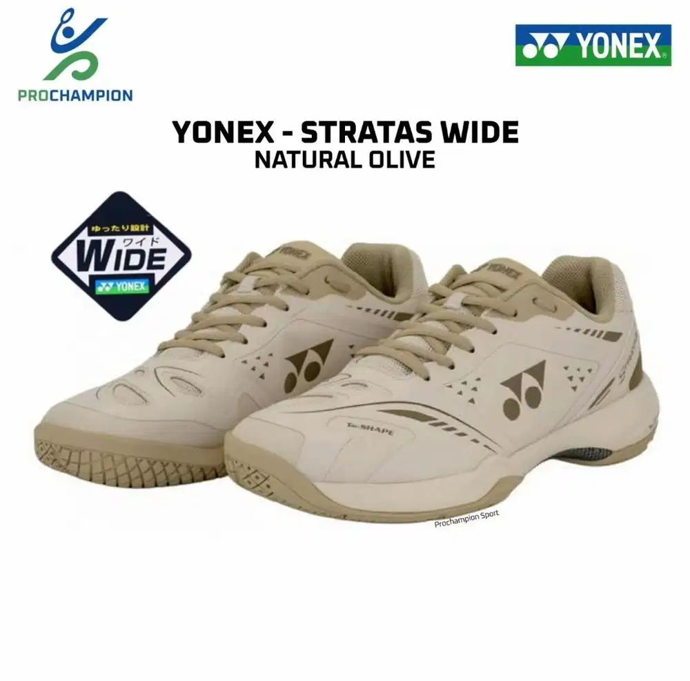 Sepatu Badminton Yonex Stratas Wide Natural Olive