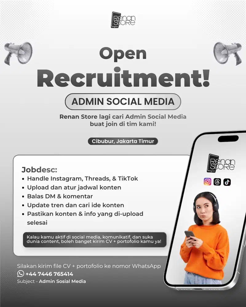LOWONGAN ADMIN SOCIAL MEDIA