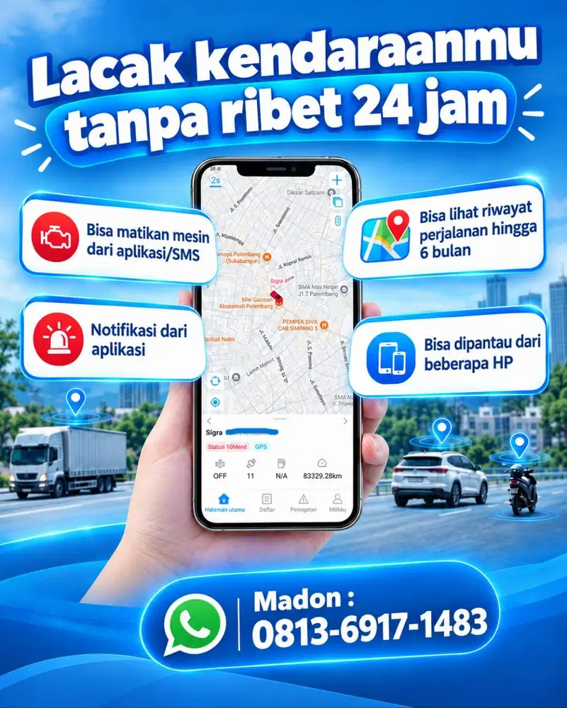 Jasa GPS Tracker Palembang Lacak Kendaraan Tanpa Batas Area