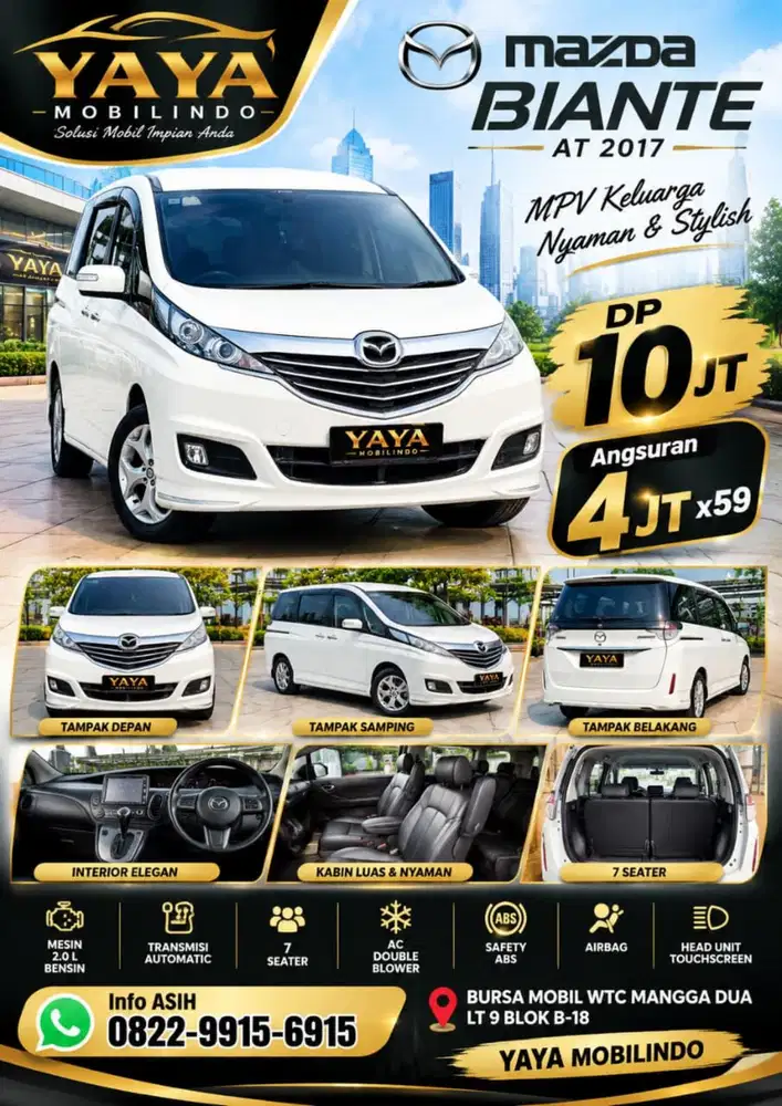 DP 10Jt Mazda Biante AT Matic Automatic 2017 Skyactiv Putih