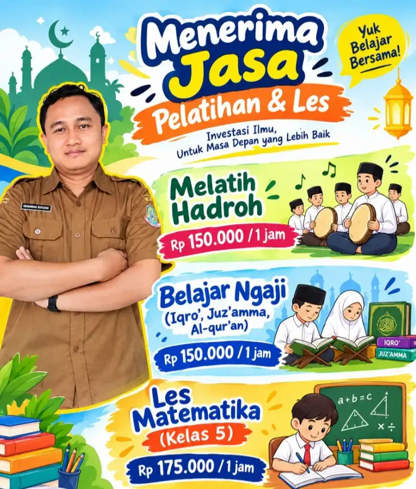 Guru les matematika, hadroh dan ngaji