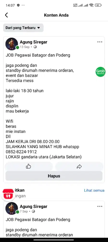 Kerja event catering dan jualan Batagor & Es podeng