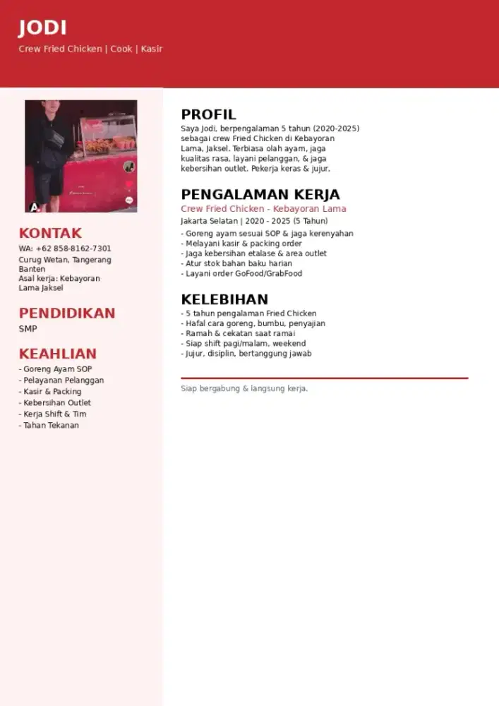 Cari pekerjaan pengalaman sesuai iklan