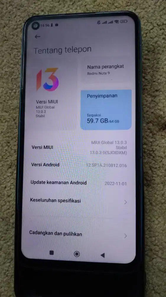 Redmi note 9 ram 4/64 batangan