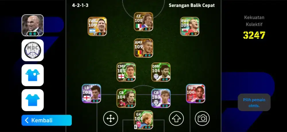 Jual Akun eFootball Mobile Squad 3247 + 8 Pelatih