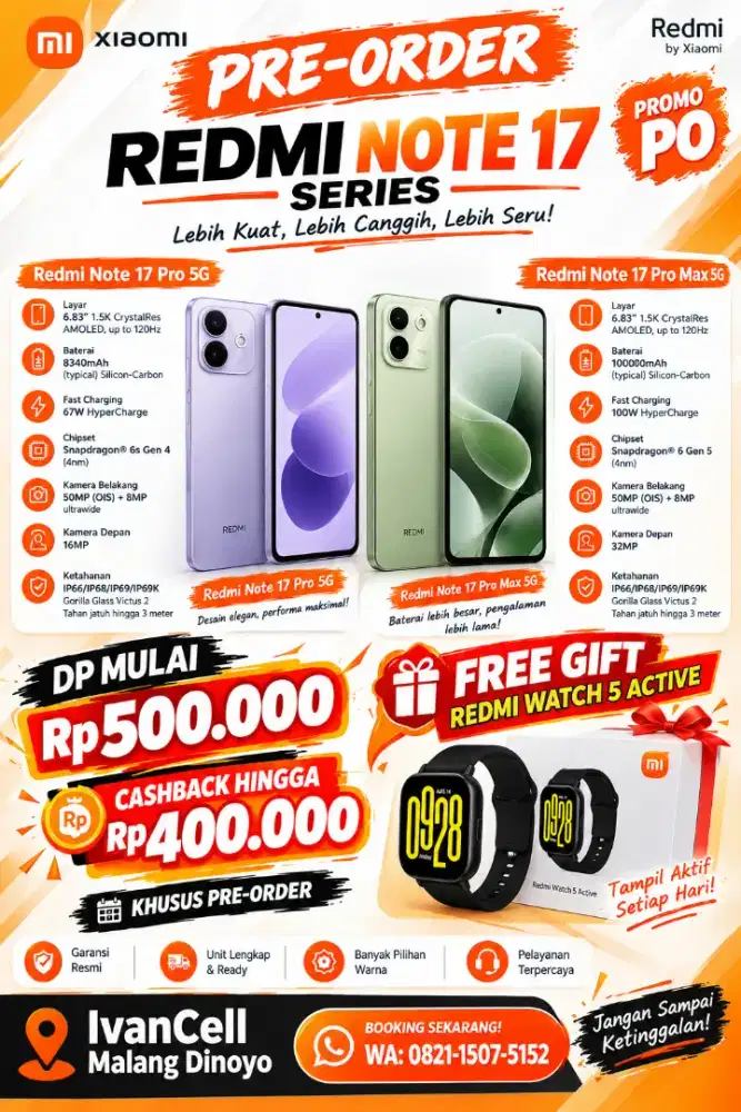 PRE ORDER REDMI NOTE 17 PRO DAN PROMAX
