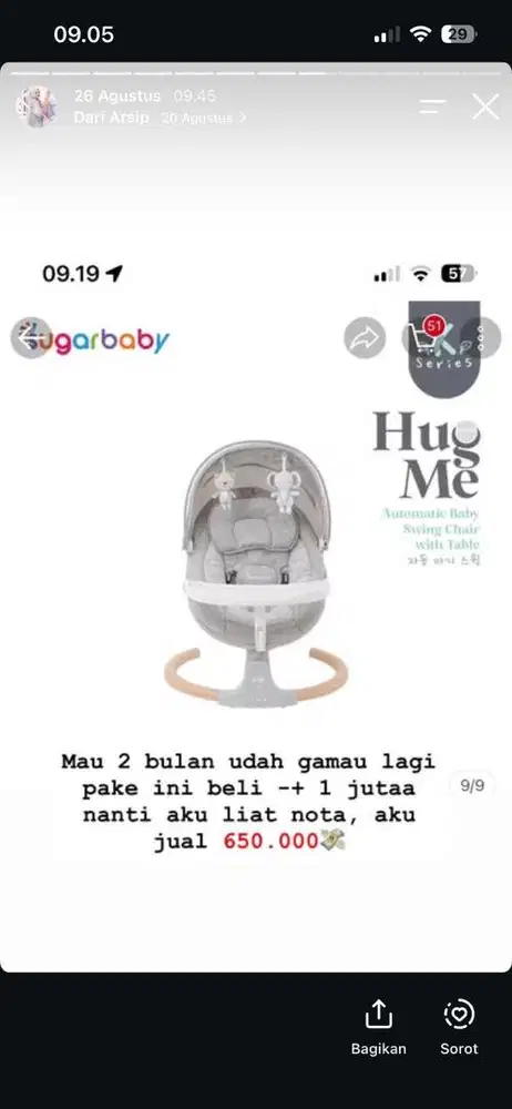 Baby swing/ayunan bayi elektrik