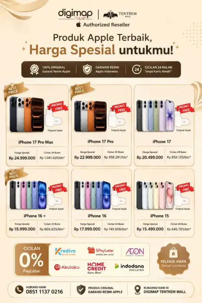PROMO IPHONE 15-17 SERIES. CICILAN 0% UP TO 24 BULAN