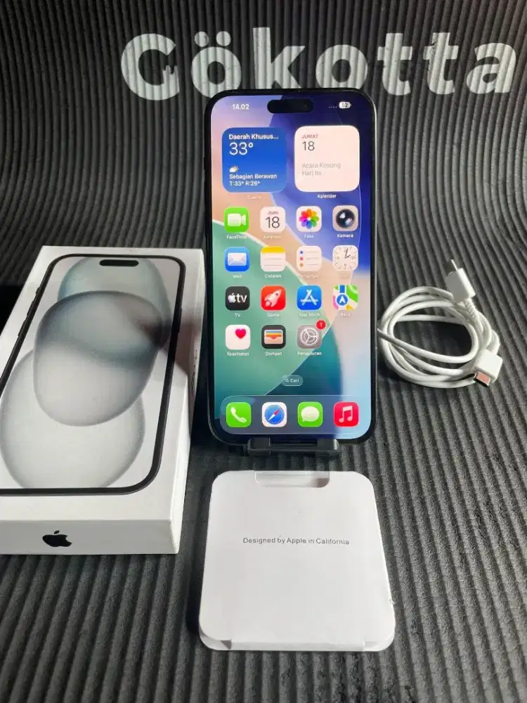Iphone 15 plus 128gb black inter all operator fullset mulus no minus