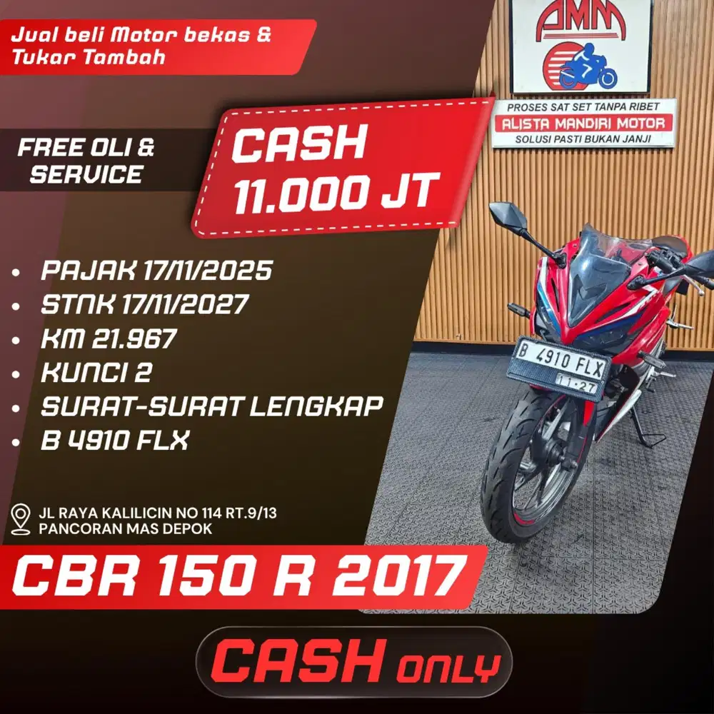 CBR 150 R 2017 KUNCI 2 CASH ONLY ALISTA