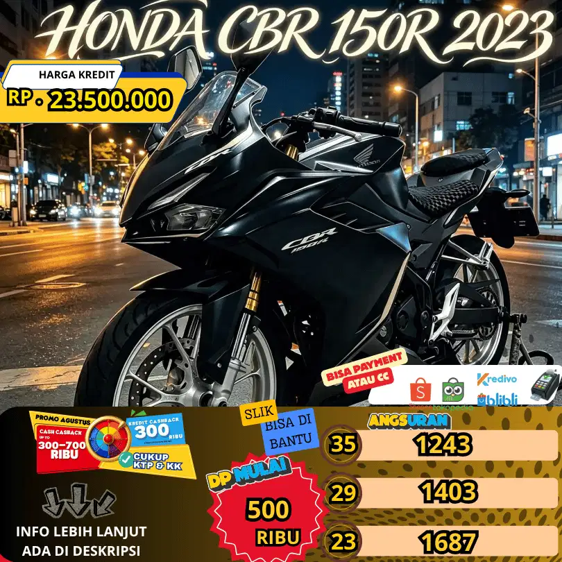 HONDA CBR 150R 2023 KM RENDAH PLAT BEKASI KAB MOTOR AJIB TINGGAL GAS