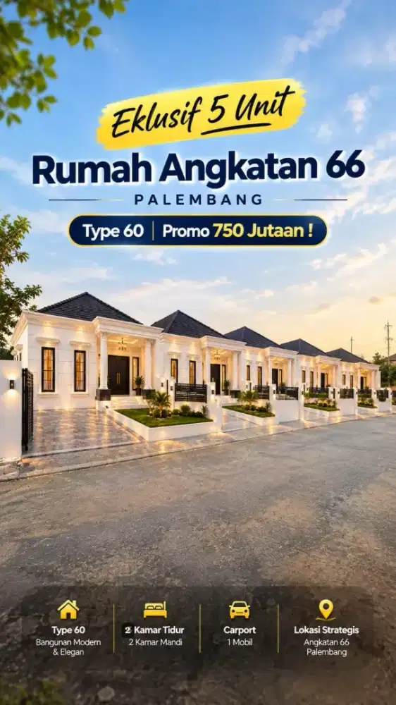 Eklusif 5 Unit | Rumah Angkatan 66 Palembang | 750 Jutaan