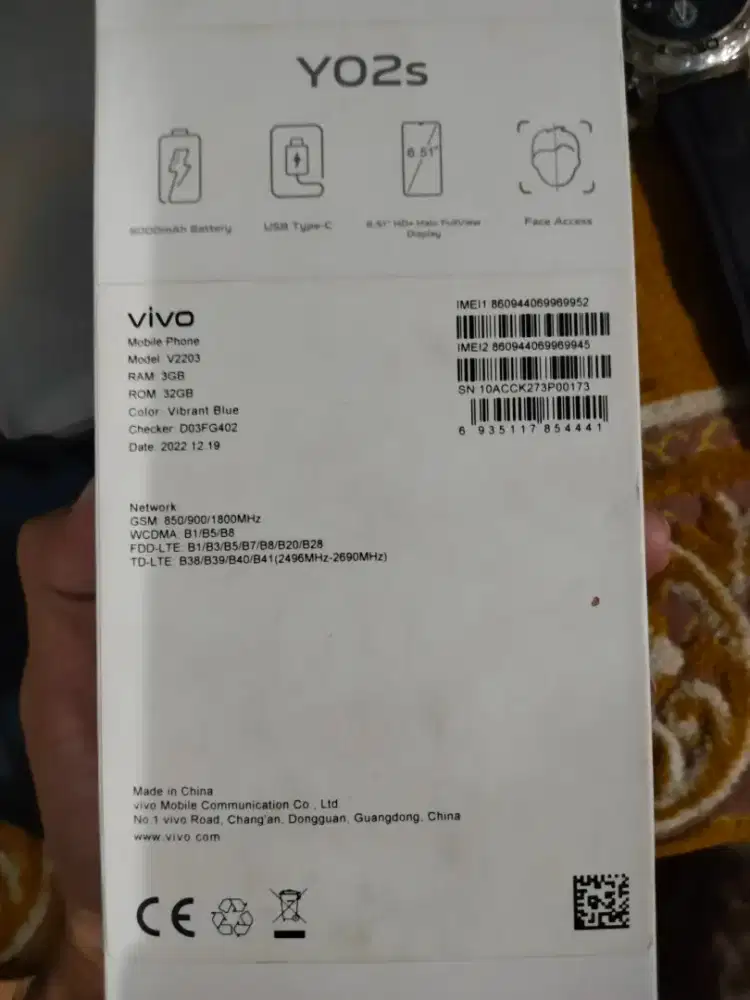 Jual vivo Y02s tidak pernah dipakai