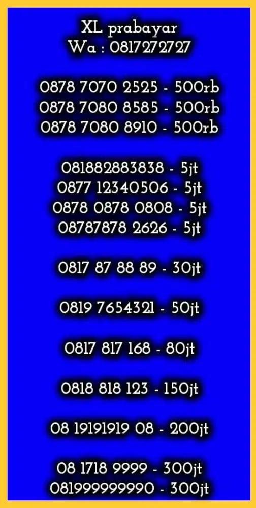 NOMOR CANTIK XL prabayar