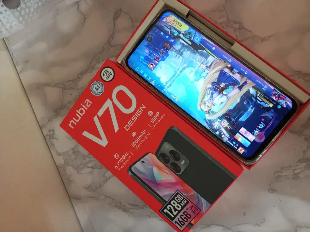 HP ZTE Nubia V70 Design RAM 8/128
Mulus Like New (Nego Bensin)