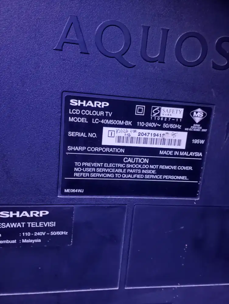 Jual TV Sharp AQuos 40 masih layak pakai