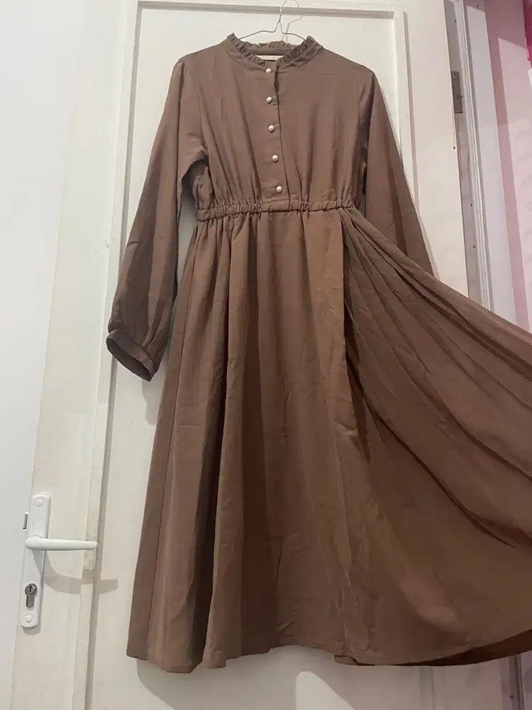 Dres coklat kombinasi sifon