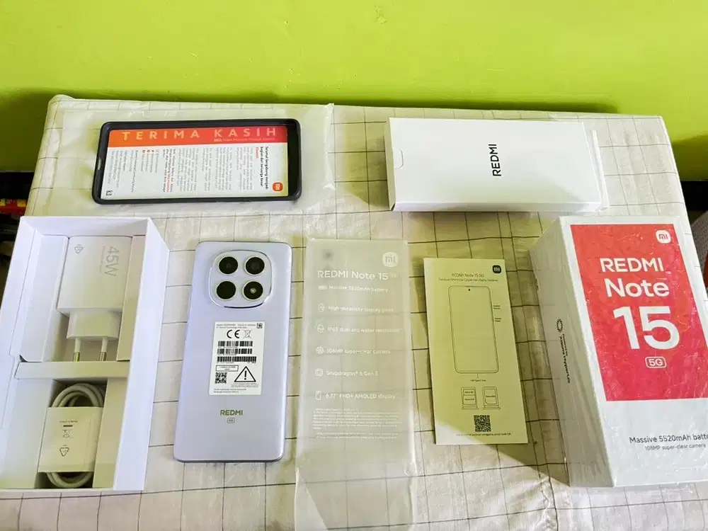 REDMI NOTE 15 5G 8/256 OPEN DUS 100% SEPERTI BARU FULLSET ORIGINAL