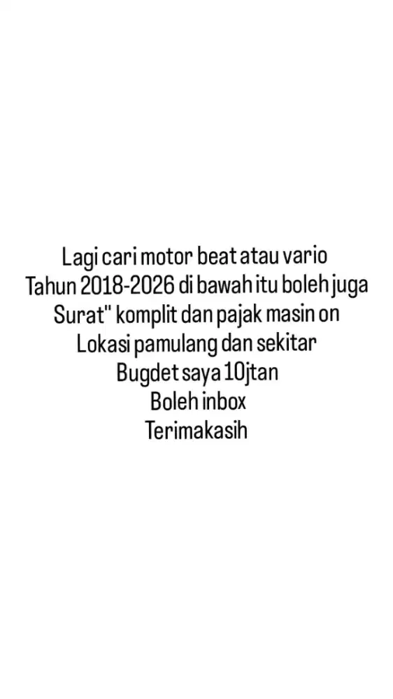 Sedang mencari motor beat dan vario
