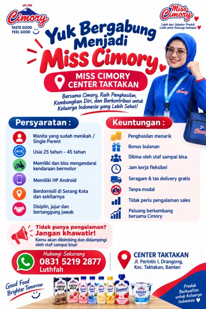 Open Recruitment Miss Cimory – Serang | Jam Fleksibel