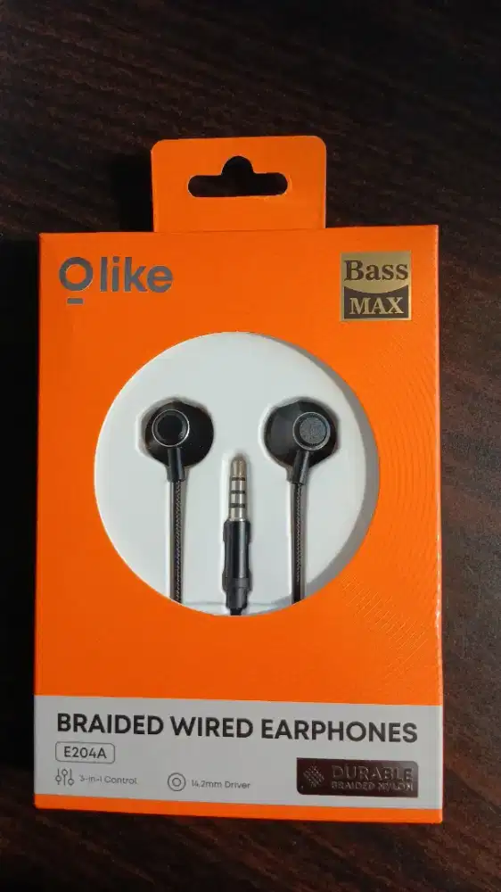 Olike E204A Wired Earphone  AUX 3.5mm Jack  With Mic Braided Bass Max
