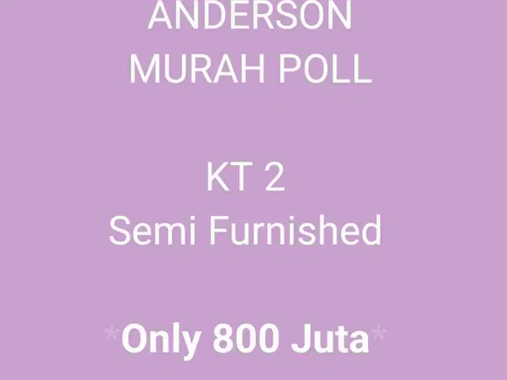 Murah Pool Apartemen Anderson Pakuwon Furnished Hanya 800 Juta