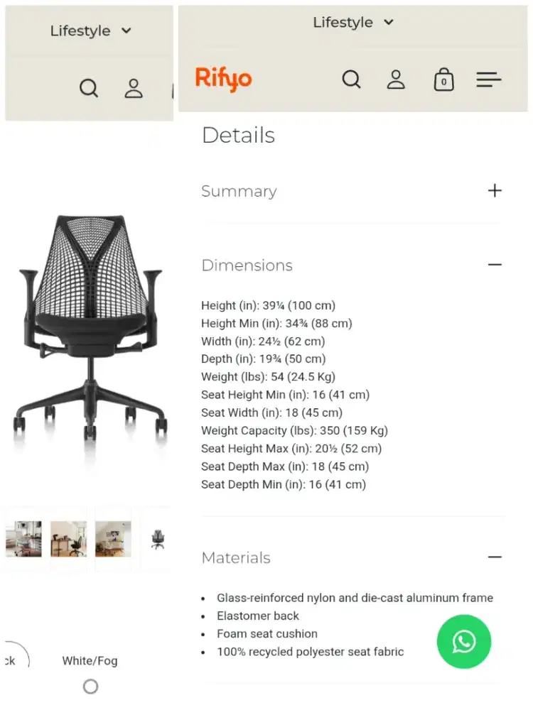KURSI KANTOR HERMAN MILLER SAYL CHAIR BLACK