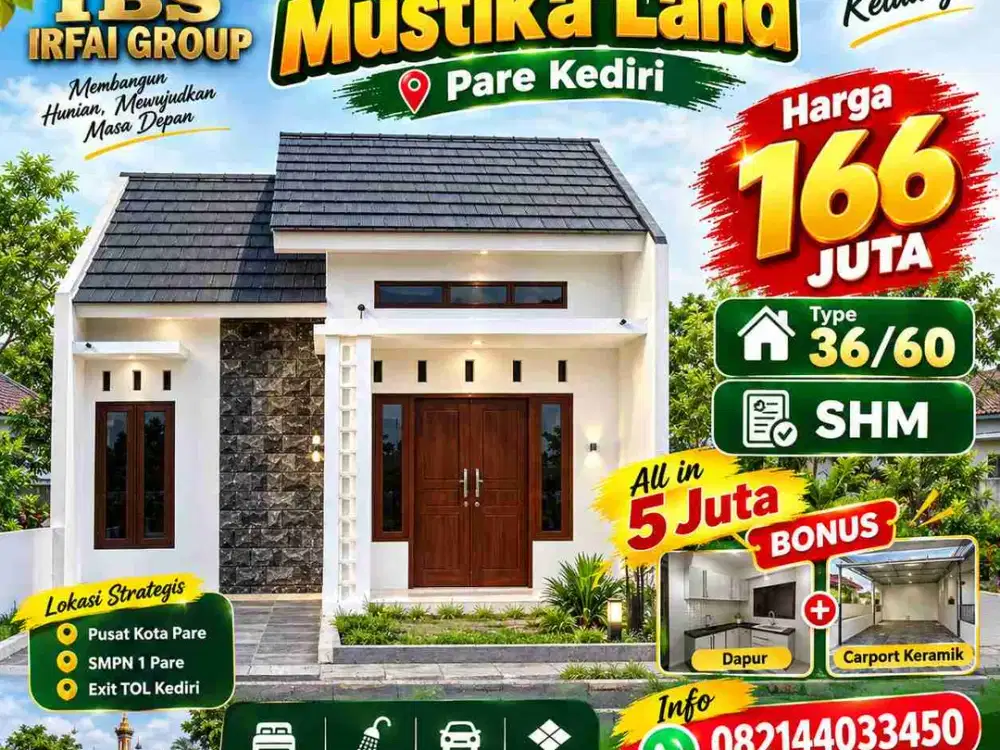di jual Rumah subsidi di Pare Kediri hanya 5 Juta