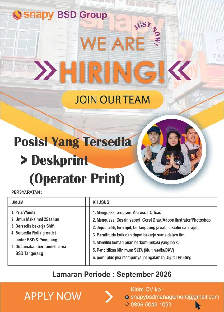 OPERATOR PRINT/DESKPRINT DIGITAL PRINTING SERPONG