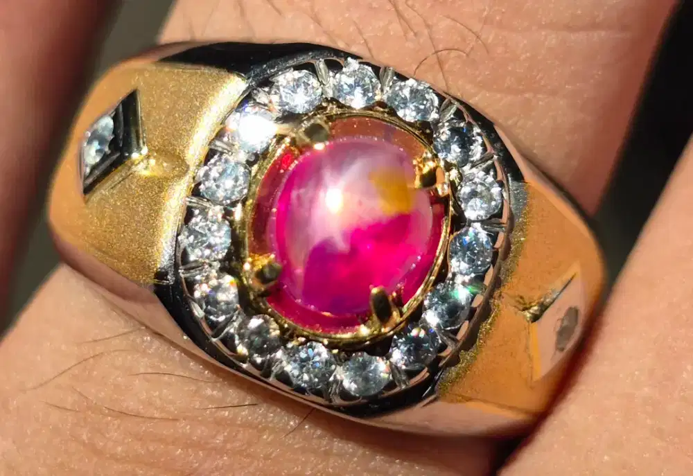 Cincin natural ruby star burma windusara