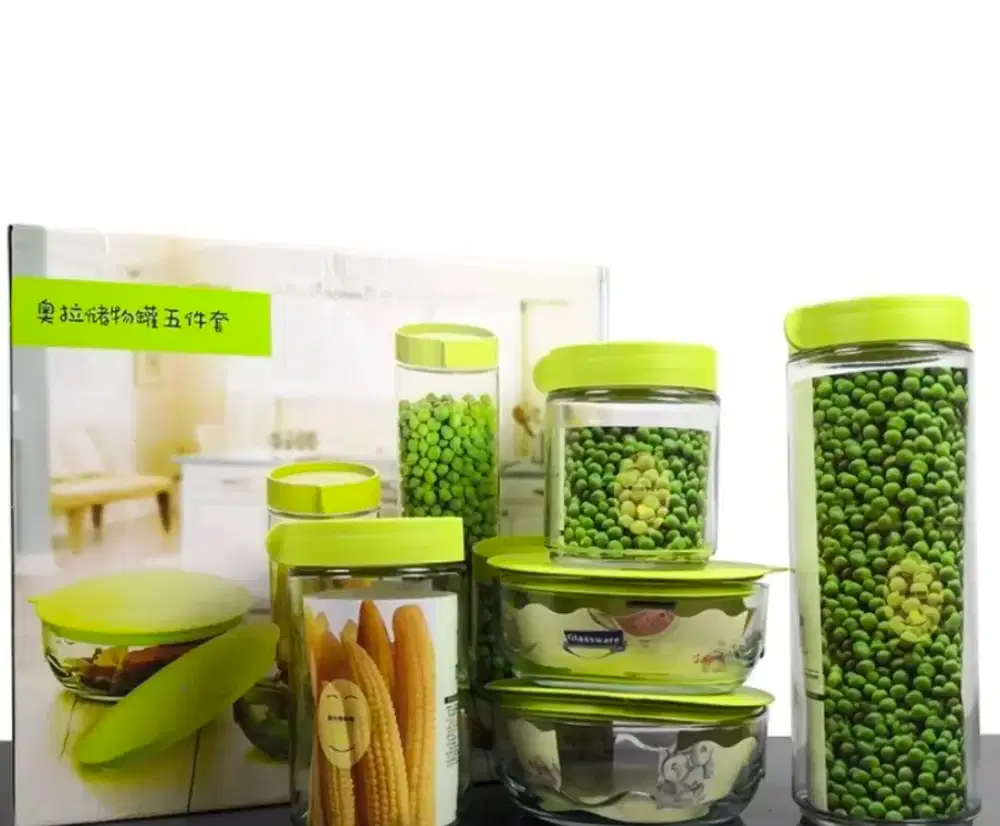 Toples kaca Canister mangkuk
