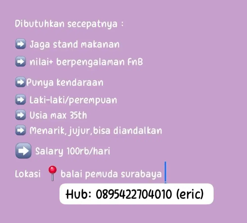 Freelance jaga stand FnB