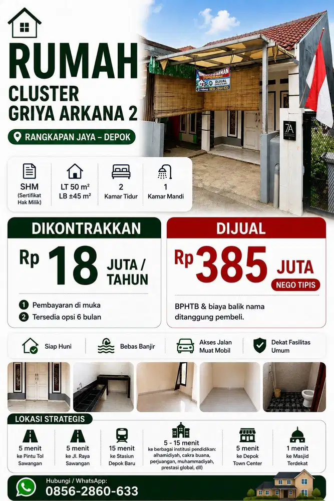 dikontrakkan/dijual rumah modern minimalis cocok untuk keluarga baru